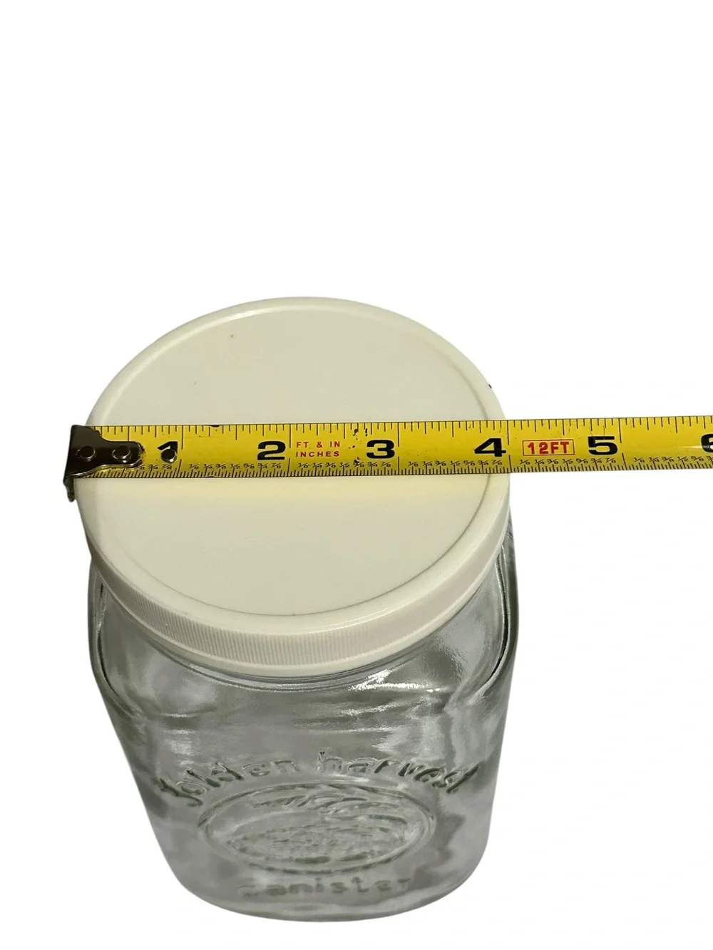 Vintage Golden Harvest Glass Canister | Embossed Cornucopia Farmhouse Kitchen St